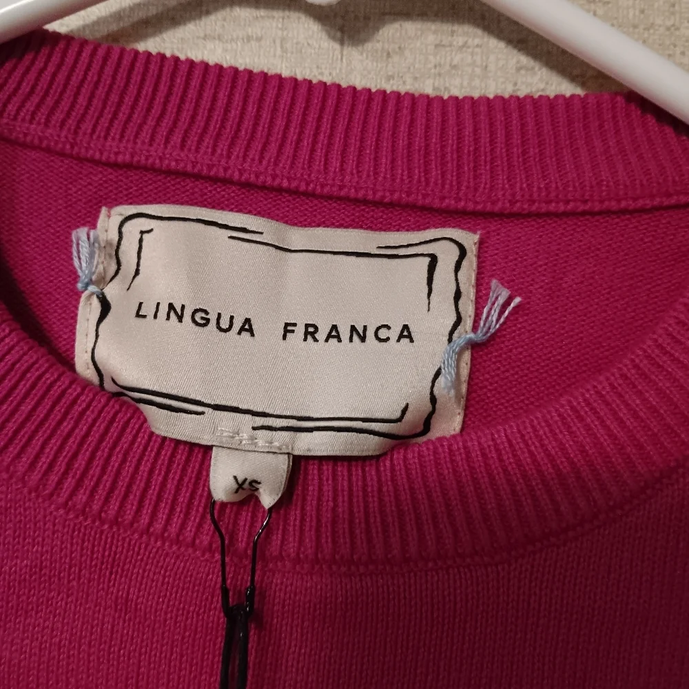 Lingua Franca  Bright Pink 'Kendall' Embroidered Crewneck Sz Xs - Picture 3 of 5